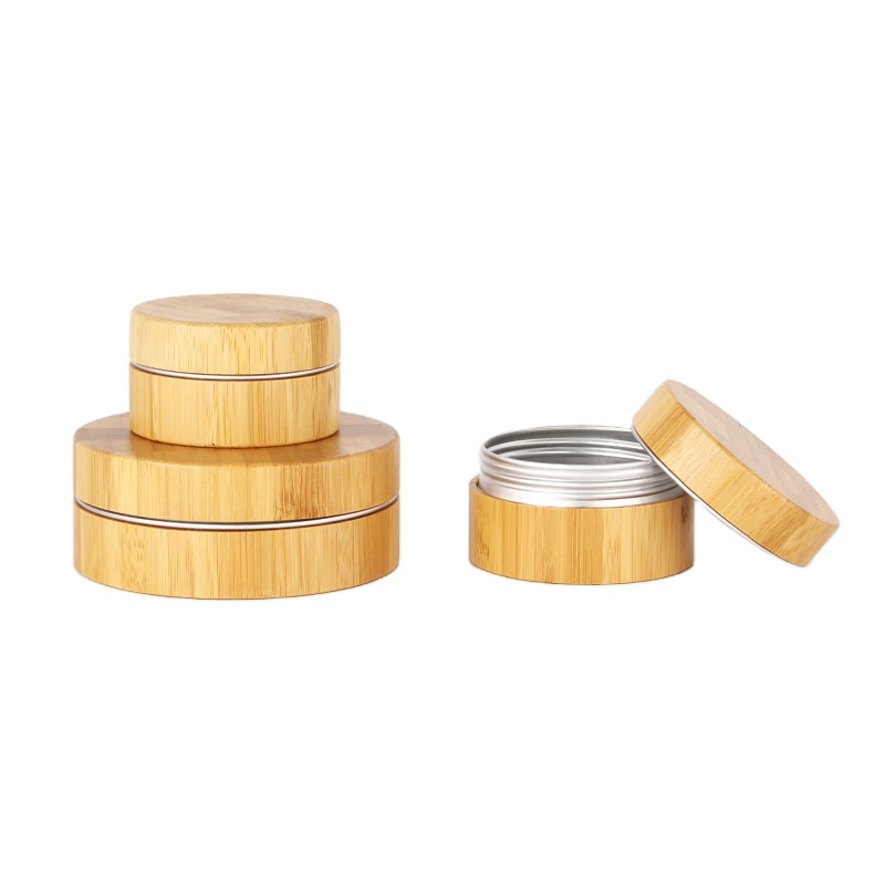 30g 50g 100g cosmetic bamboo cream jars with aluminium liner