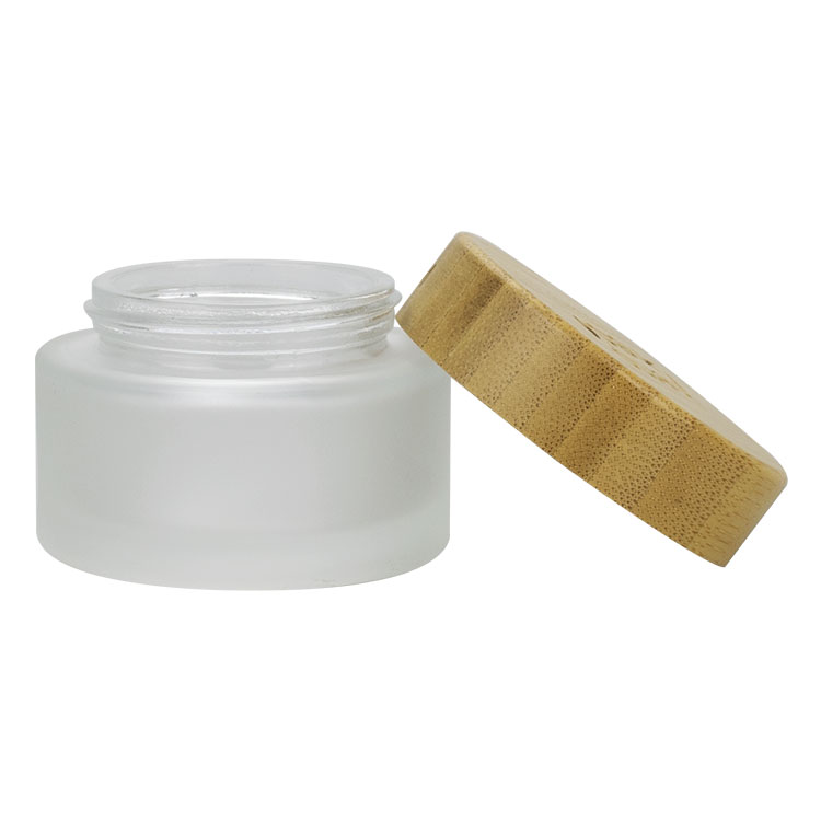 30g 50g 100g cosmetic glass jars manufacturer frosted glass jar with bamboo cap