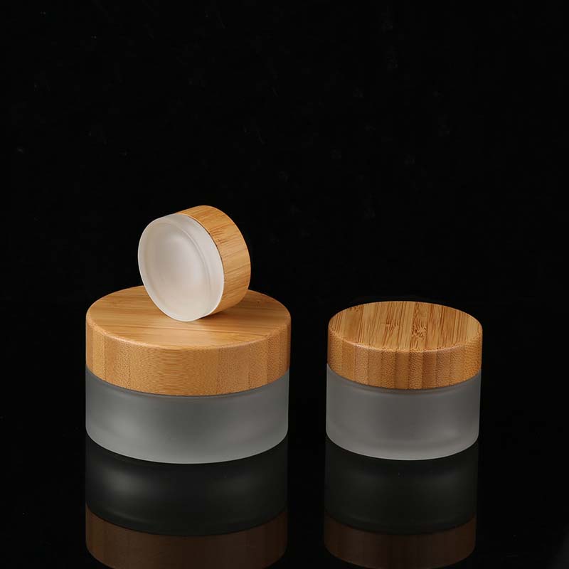 30g 50g 100g frost glass jar with bamboo lid