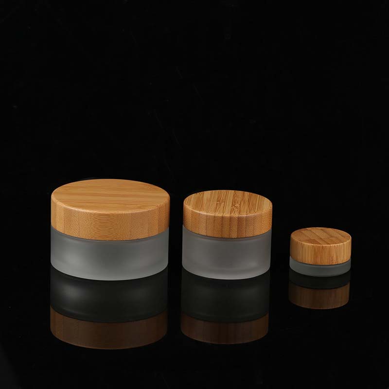 30g 50g 100g frost glass jar with bamboo lid