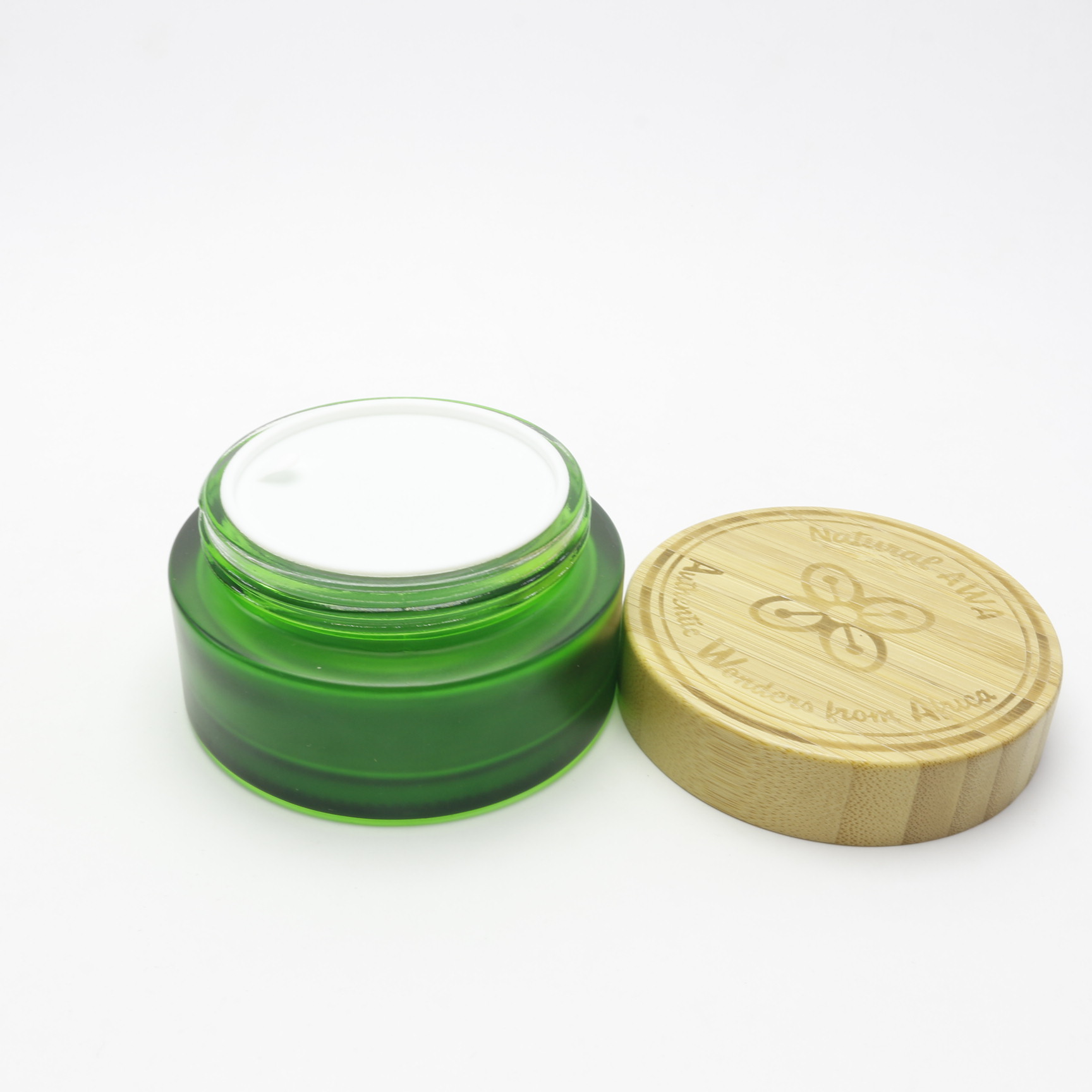 30g 50g 100g frosted glass cosmetic jar with wooden top for skincare GJ-256K