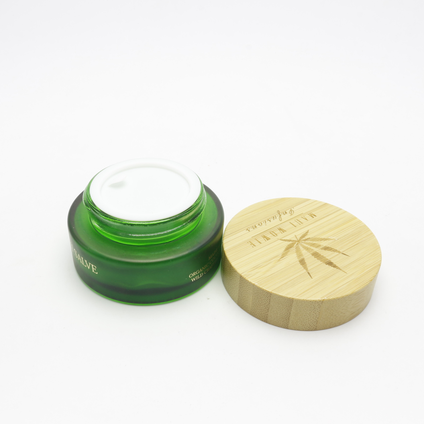 30g 50g 100g frosted glass cosmetic jar with wooden top for skincare GJ-256K