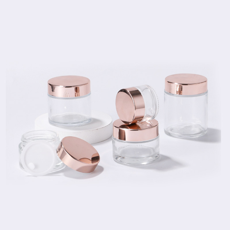 30g 50g 100ml jars cosmetics 2oz 10 gram 15ml 50ml 50g 20g clear luxury pink rose gold glass pink cosmetic jar