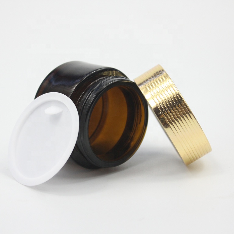 30g 50g 1oz 2oz 4oz High quality frosted clear cosmetic glass jar cream glass jar with logo printing with bamboo lid