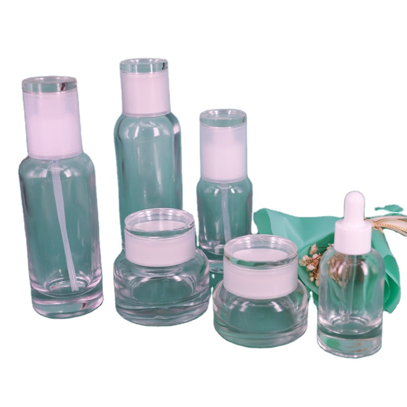 30g 50g 30ml 40ml 50ml 60ml 80ml 100ml 120ml Cosmetic Set Bottles Face Cream Glass Jar Body Oil Container with Lotion Pump Cap