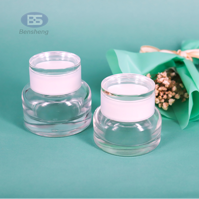 30g 50g 30ml 40ml 50ml 60ml 80ml 100ml 120ml Cosmetic Set Bottles Face Cream Glass Jar Body Oil Container with Lotion Pump Cap