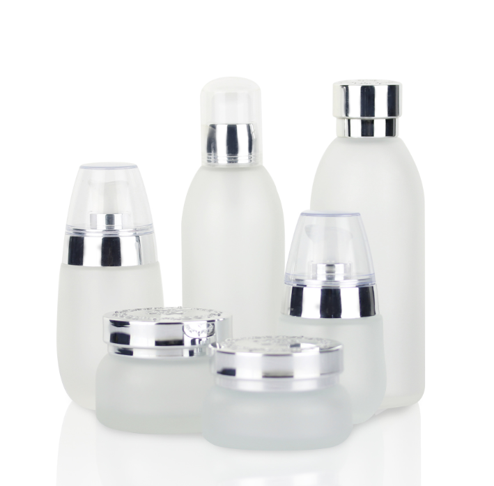 30g 50g 30ml 50ml 120ml Cosmetic frosted glass jars container with gold cap / Luxury cream pump bottle for foundation