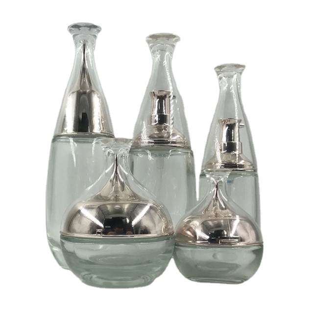 30g 50g 40ml 100ml 120ml Luxury Packaging Blue Color Empty Cosmetic Sets Spray Glass Bottle With Pump