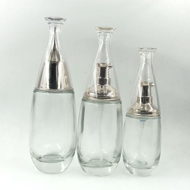 30g 50g 40ml 100ml 120ml Luxury Packaging Blue Color Empty Cosmetic Sets Spray Glass Bottle With Pump