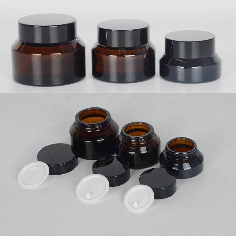 30g 50g 60g 100g Cosmetics Packaging Bamboo Lid Face Cream Amber Glass Jar