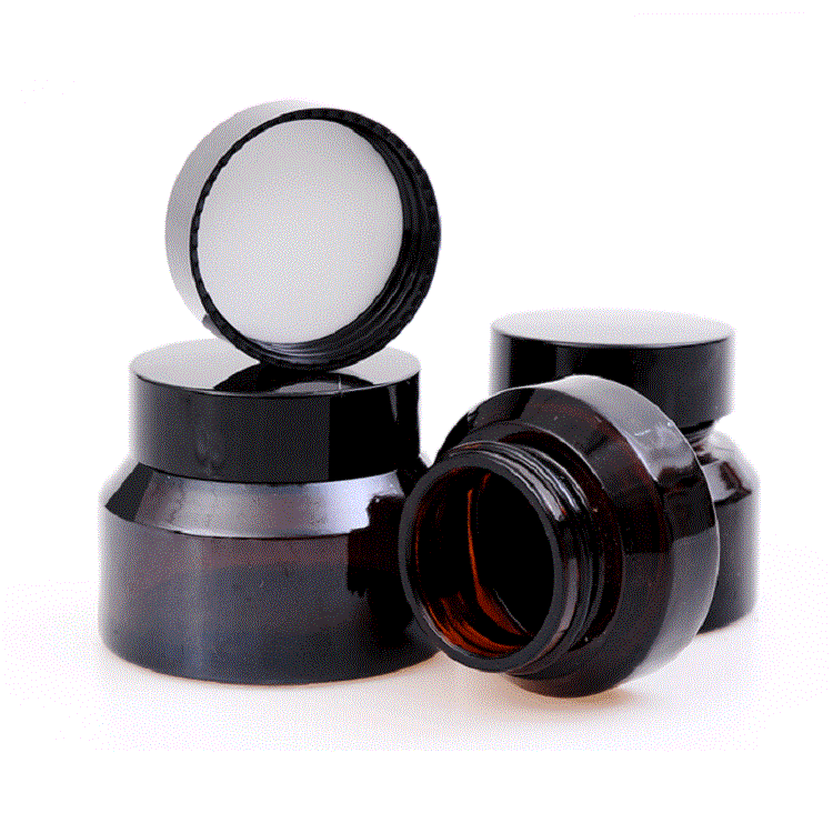 30g 50g 60g 100g Cosmetics Packaging Bamboo Lid Face Cream Amber Glass Jar