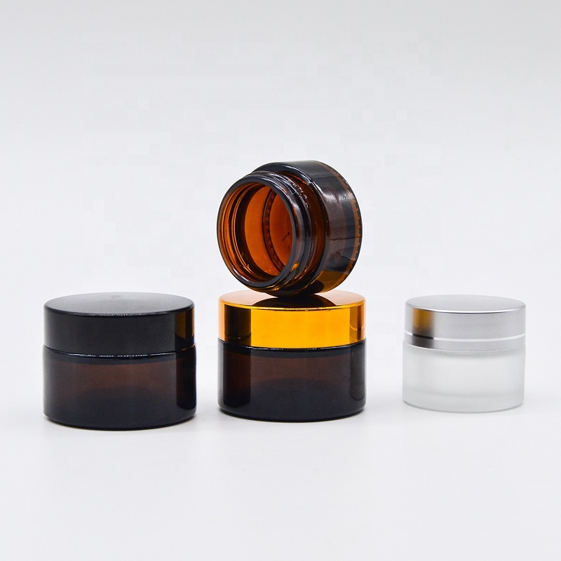 30g 50g 60g 100g Cosmetics Packaging Bamboo Lid Face Cream Amber Glass Jar