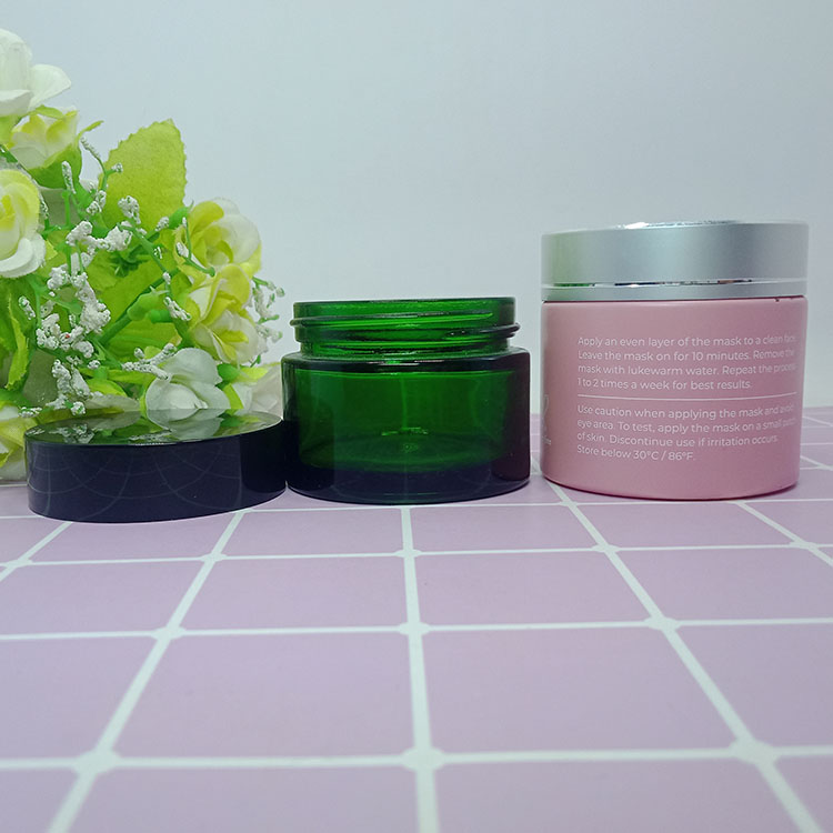 30g 50g 60g 100g pink and purple glass jar cosmetic cream jar with aluminum lid