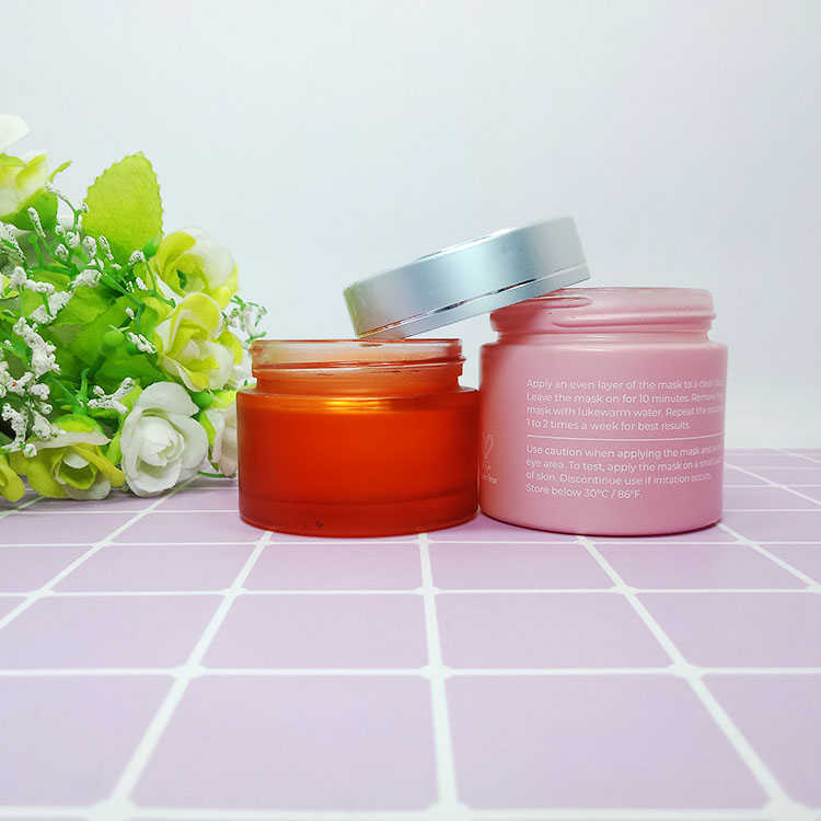 30g 50g 60g 100g pink and purple glass jar cosmetic cream jar with aluminum lid