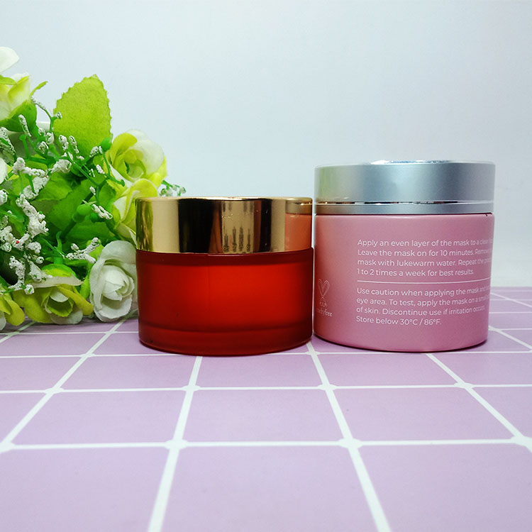 30g 50g 60g 100g pink and purple glass jar cosmetic cream jar with aluminum lid