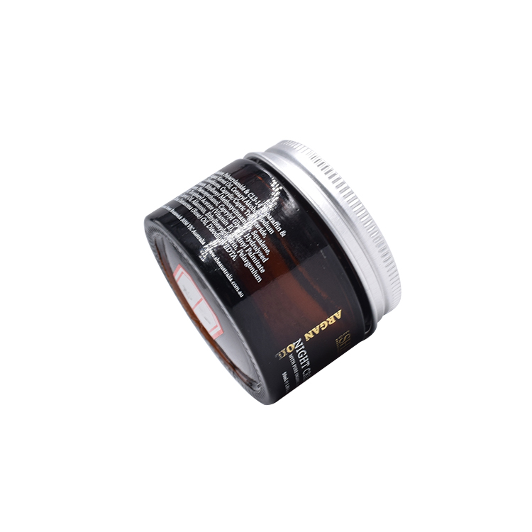 30g 50g 60g glass custom cosmetic jar amber cylinder shaped cosmetics glass jar with aluminum silver lid