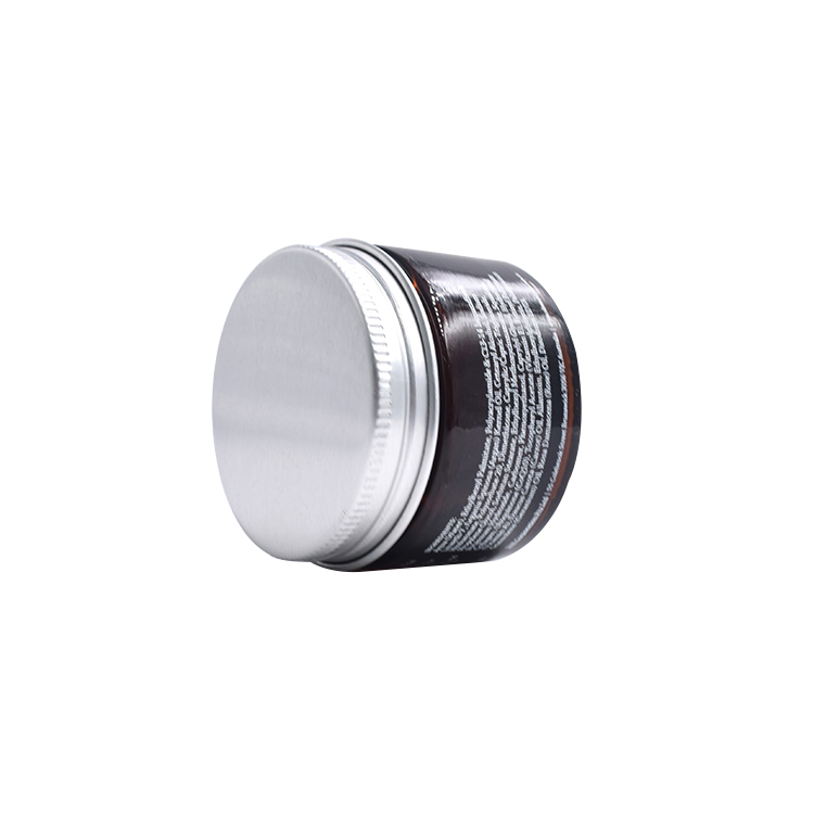 30g 50g 60g glass custom cosmetic jar amber cylinder shaped cosmetics glass jar with aluminum silver lid