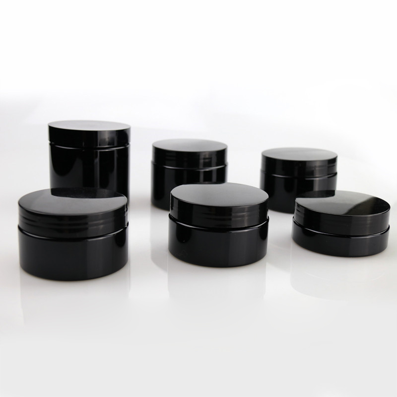 30g 50g 80g 100g 120g 150g 250g 8 oz 250ml 30ml 50ml 80ml 100ml round shape PET black plastic cosmetic jar containers with lid