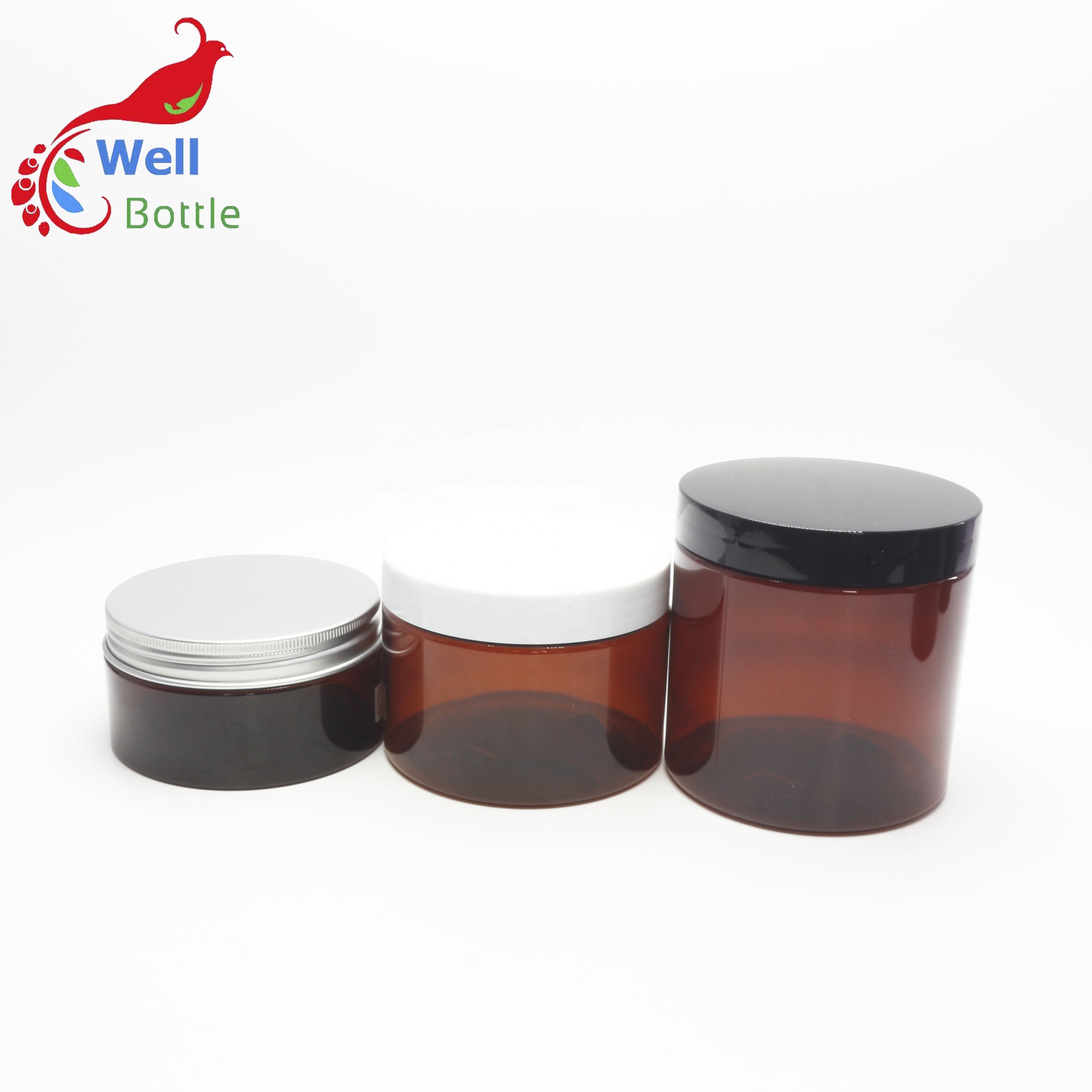 30g 50g 80g 100ml 120g 150g 250g 300g 500g 200g clear black blue amber 100 gram amber pet plastic jars PL-284K