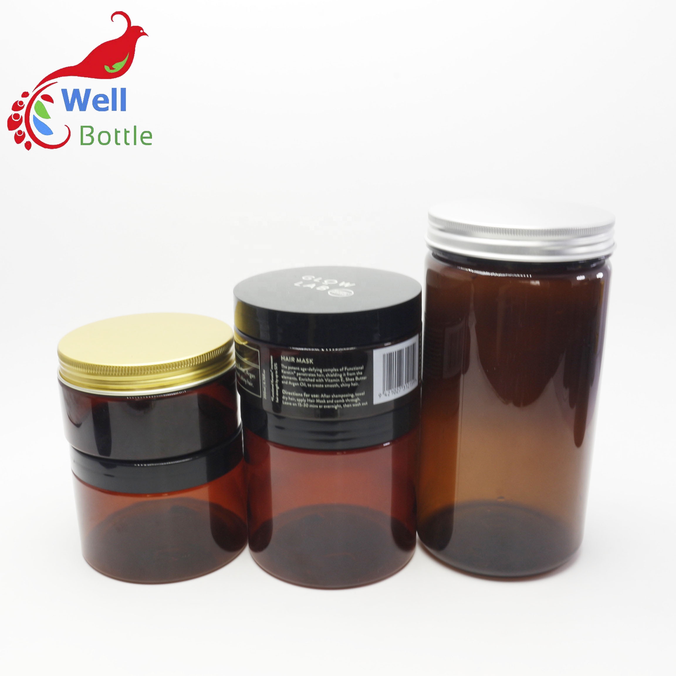 30g 50g 80g 100ml 120g 150g 250g 300g 500g 200g clear black blue amber 100 gram amber pet plastic jars PL-284K