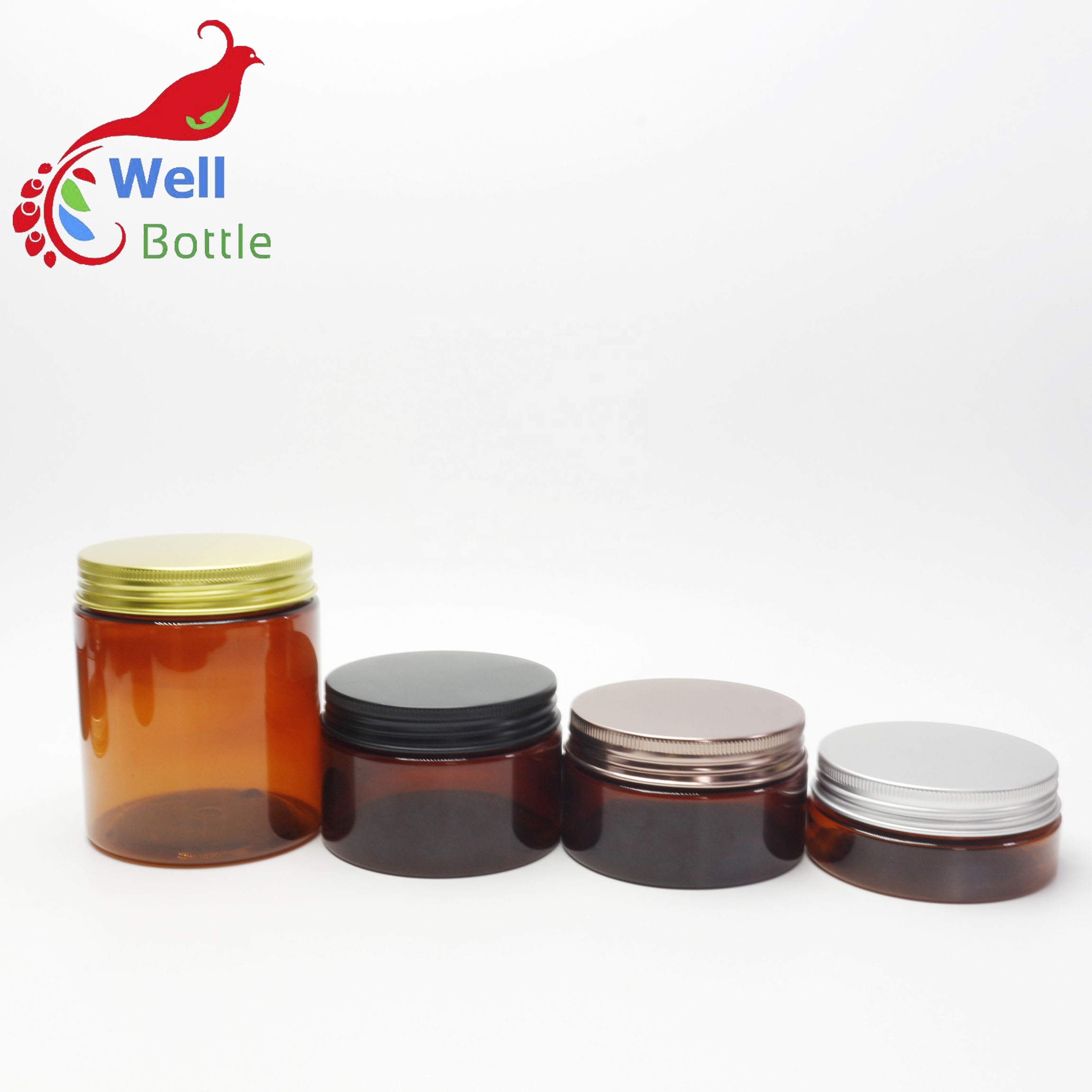 30g 50g 80g 100ml 120g 150g 250g 300g 500g 200g clear black blue amber 100 gram amber pet plastic jars PL-284K