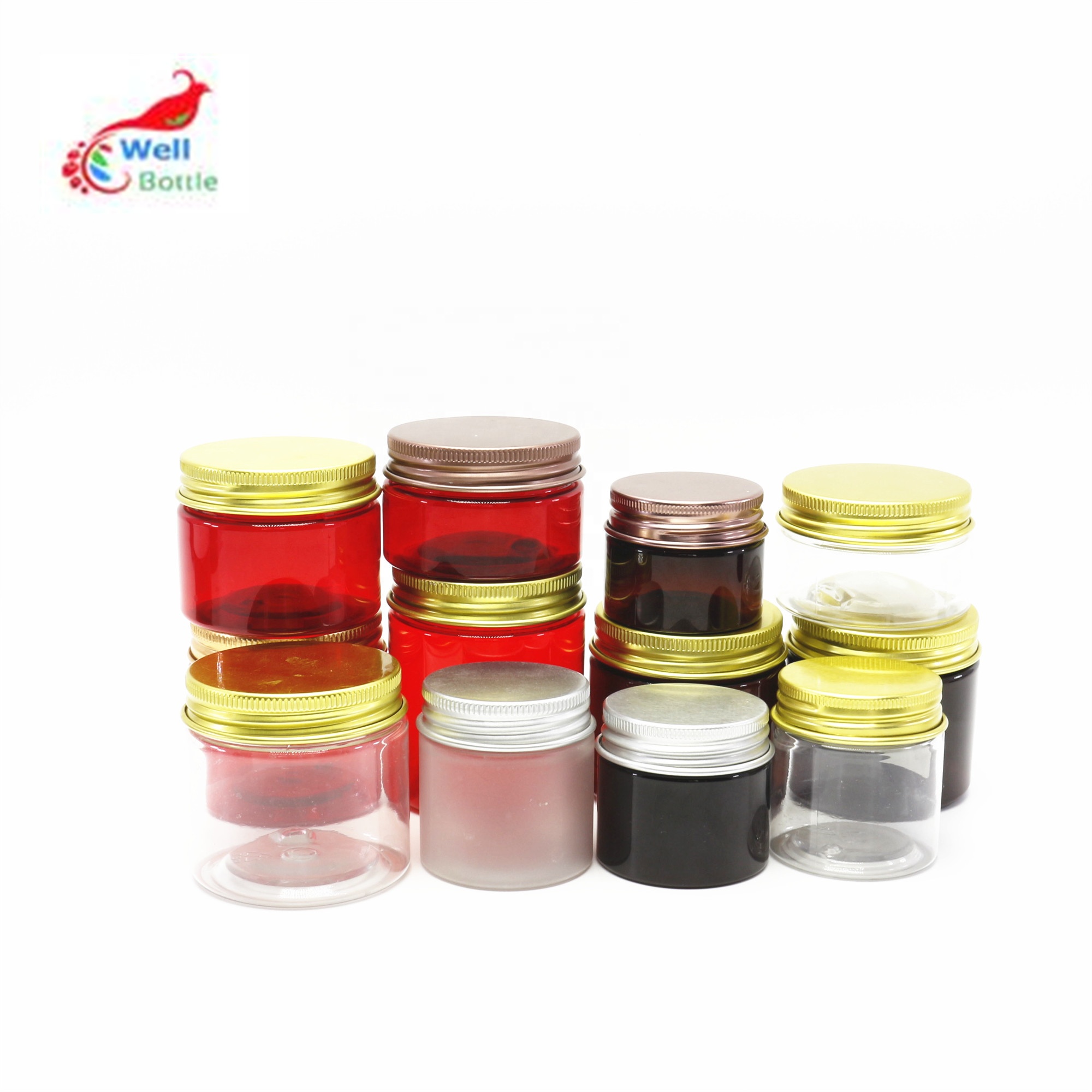 30g 50g 80g 100ml 120g 150g 250g 300g 500g 200g clear black blue amber 100 gram amber pet plastic jars PL-284K