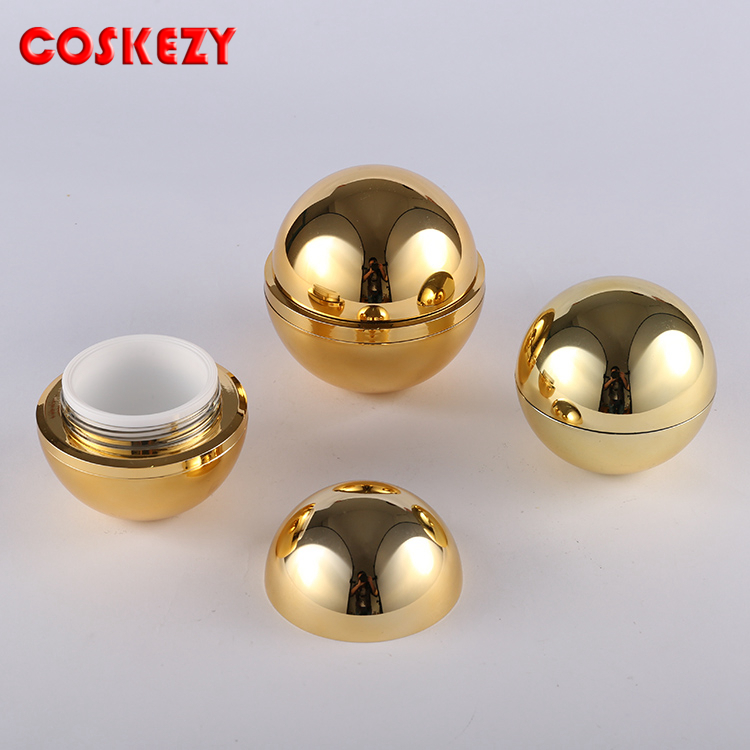 30g 50g Ball shape acrylic cream box containers wholesale, 15ml gold jar for cream cosmetic