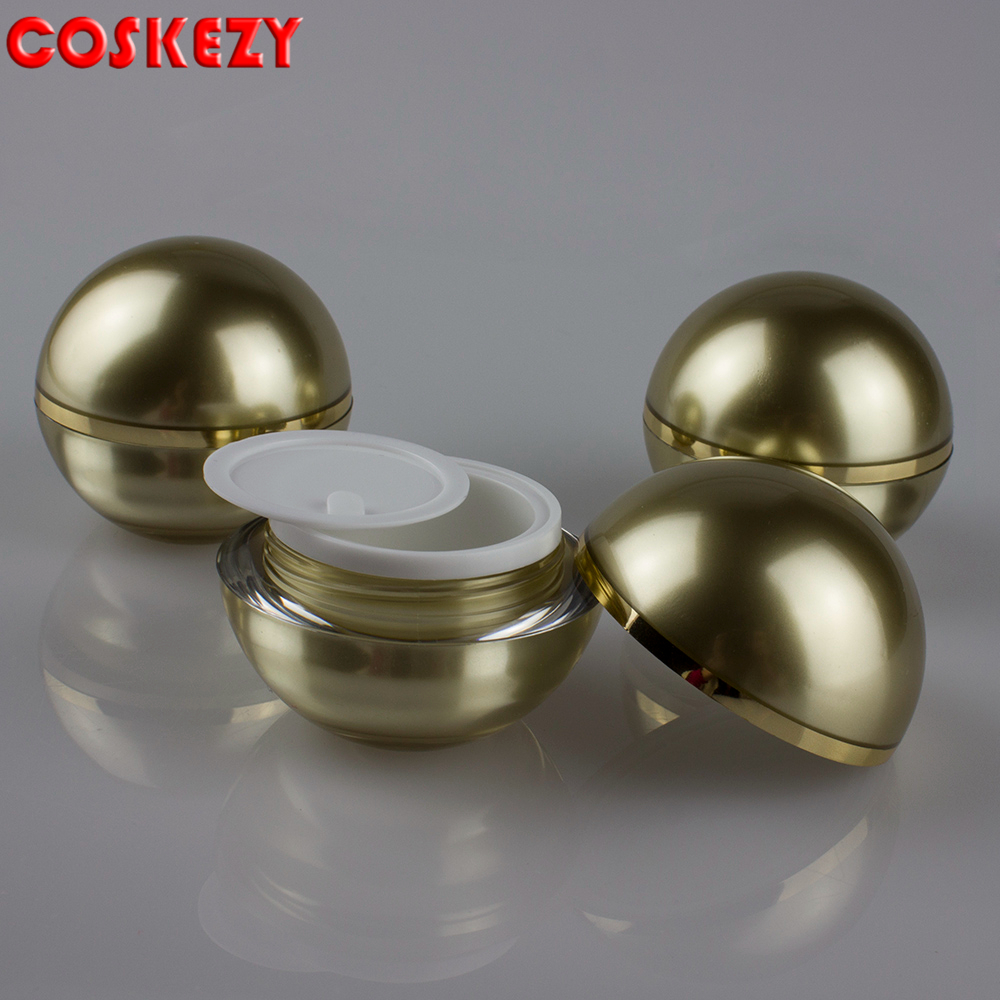 30g 50g Ball shape acrylic cream box containers wholesale, 15ml gold jar for cream cosmetic
