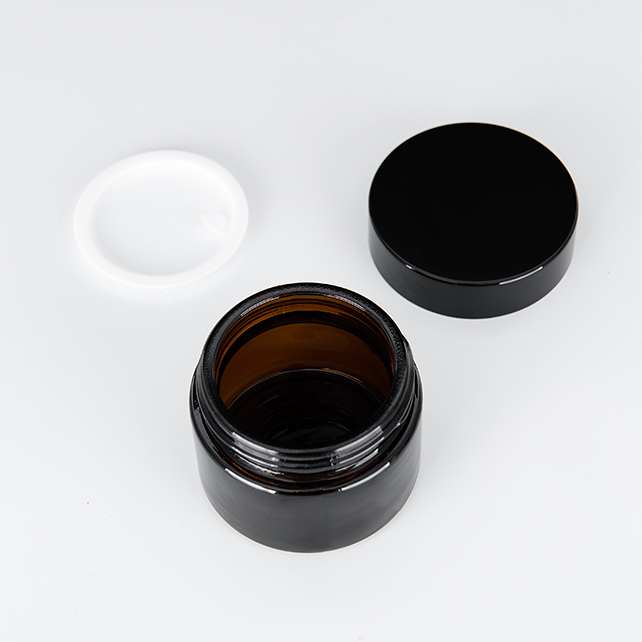 30g 50g Cosmetic Cream Skin Care Cream Amber green Blue Black Clear glass Jar With Black Lid