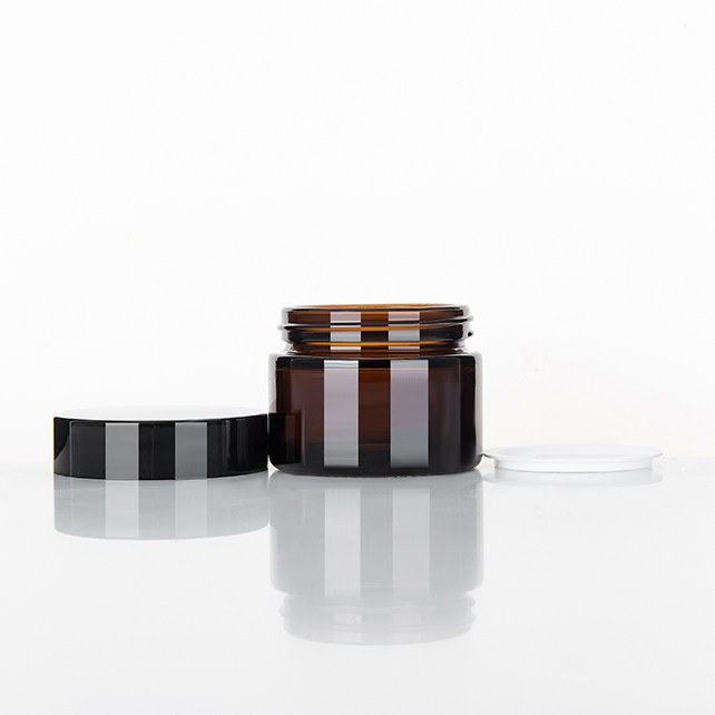 30g 50g Cosmetic Cream Skin Care Cream Amber green Blue Black Clear glass Jar With Black Lid
