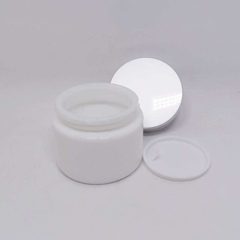 30g 50g Custom white opal glass cosmetic skincare packaging jar containers
