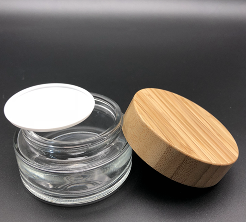 30g 50g Empty bamboo cosmetic jar 50ml glass jar