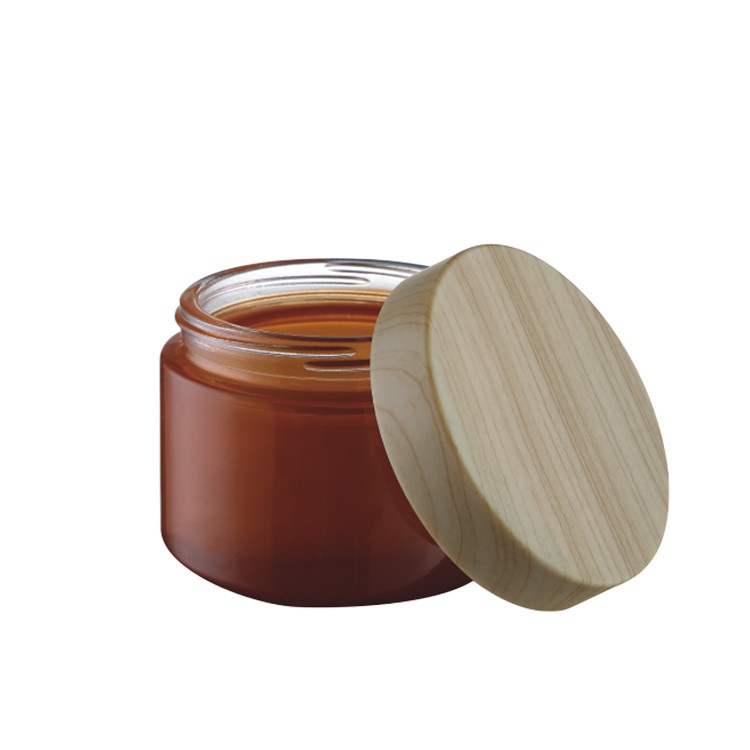 30g 50g Frosted yellow glass jar with water transferprintig cap