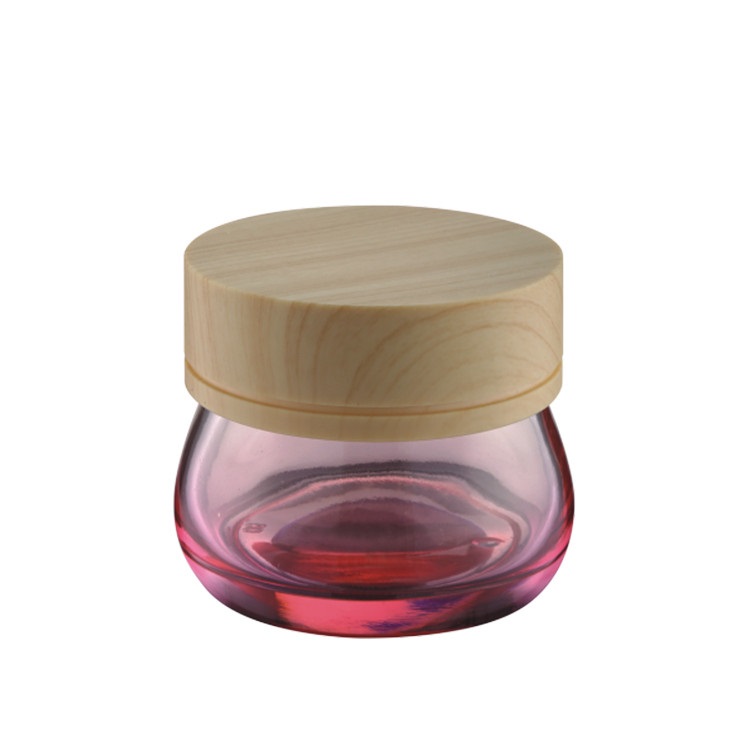 30g 50g Frosted yellow glass jar with water transferprintig cap