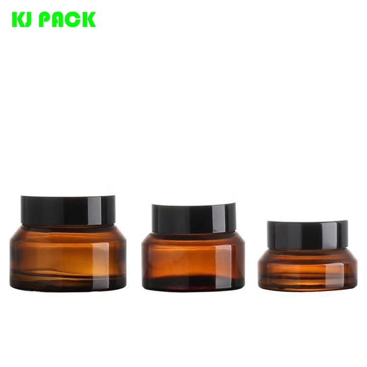 30g 50g  Newest design amber empty cosmetic cream glass jar with inner cover in stock