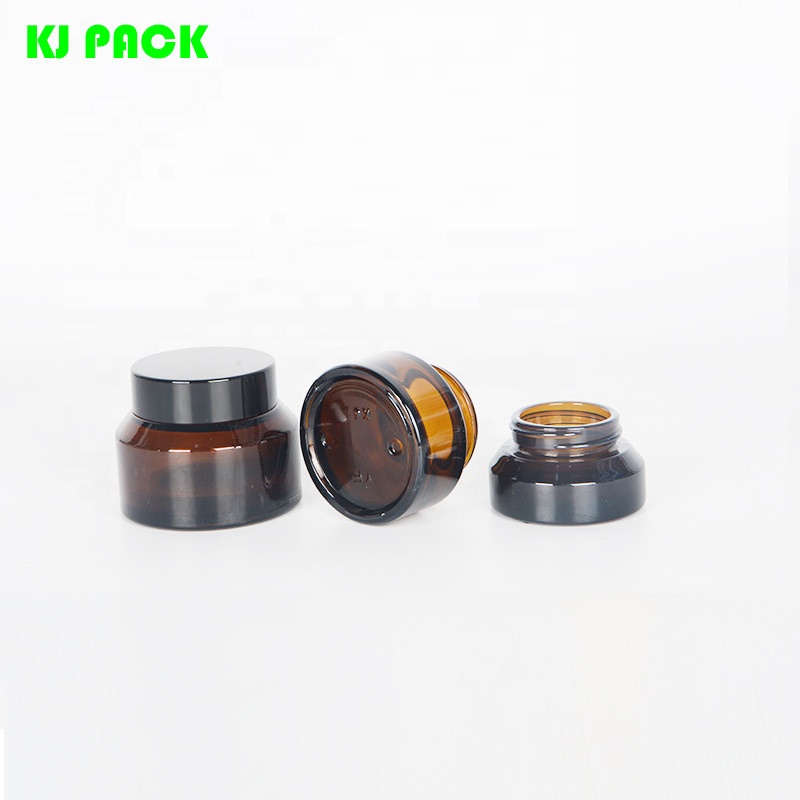 30g 50g Newest design amber empty cosmetic cream glass jar with inner cover in stock