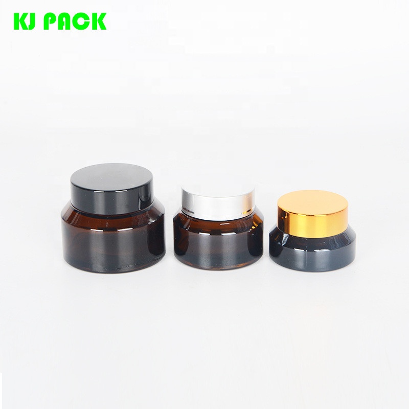 30g 50g Newest design amber empty cosmetic cream glass jar with inner cover in stock