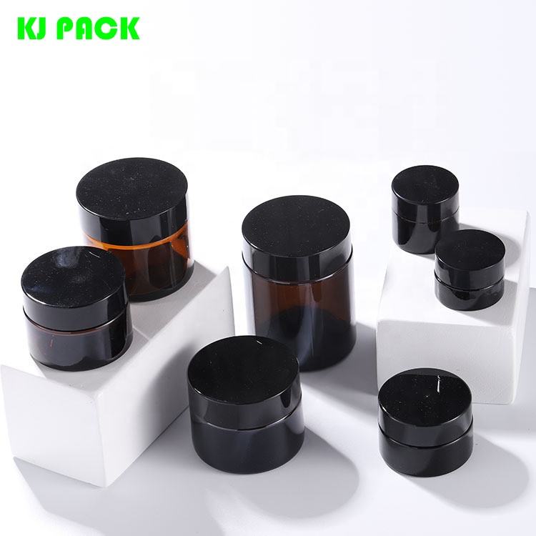 30g 50g Newest design amber empty cosmetic cream glass jar with inner cover in stock