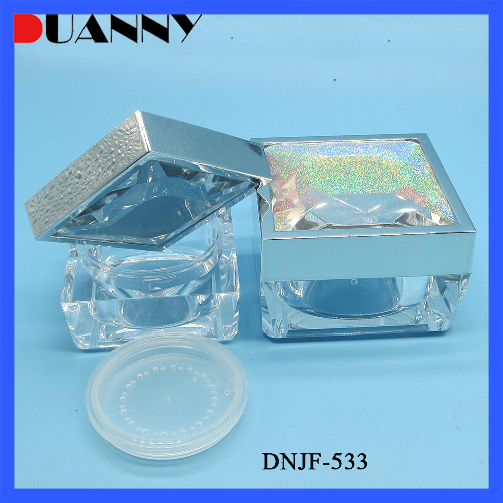 30g 50g Square Clear Plastic Loose Powder Jar for Cosmetic with Sifter