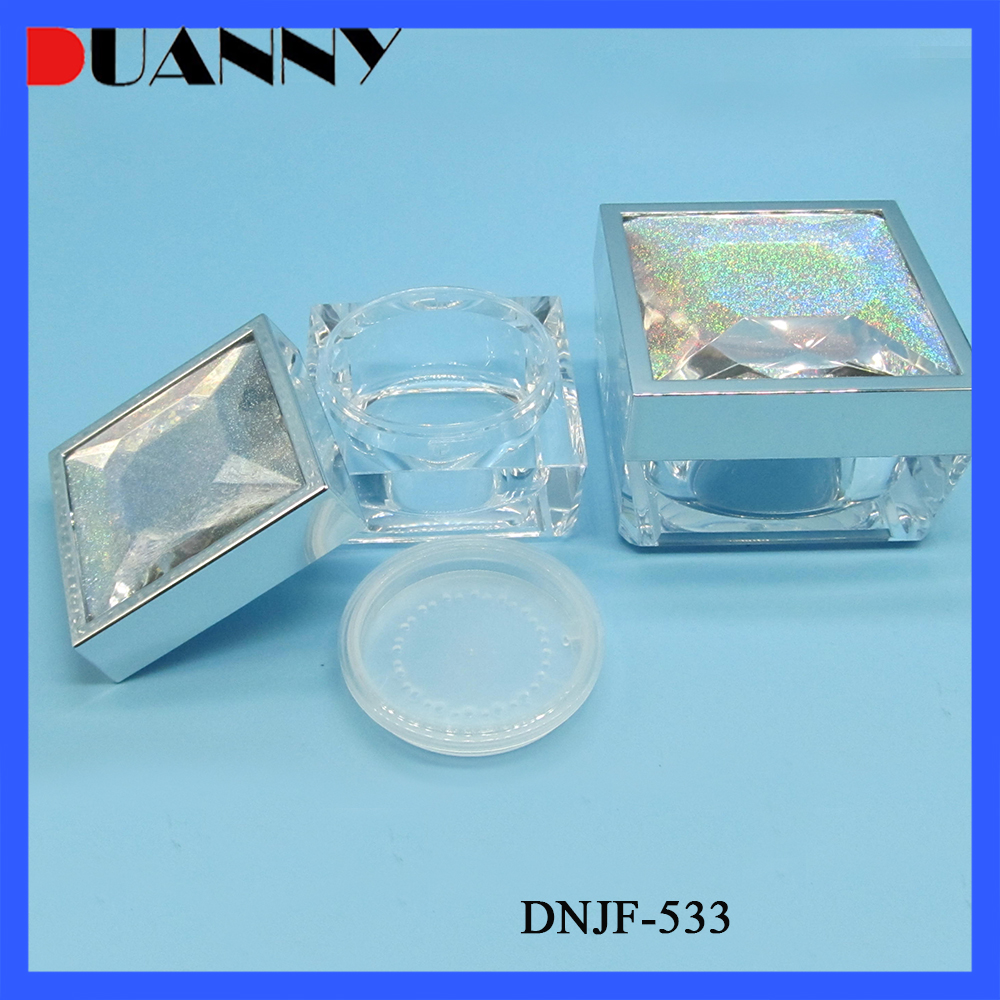 30g 50g Square Clear Plastic Loose Powder Jar for Cosmetic with Sifter