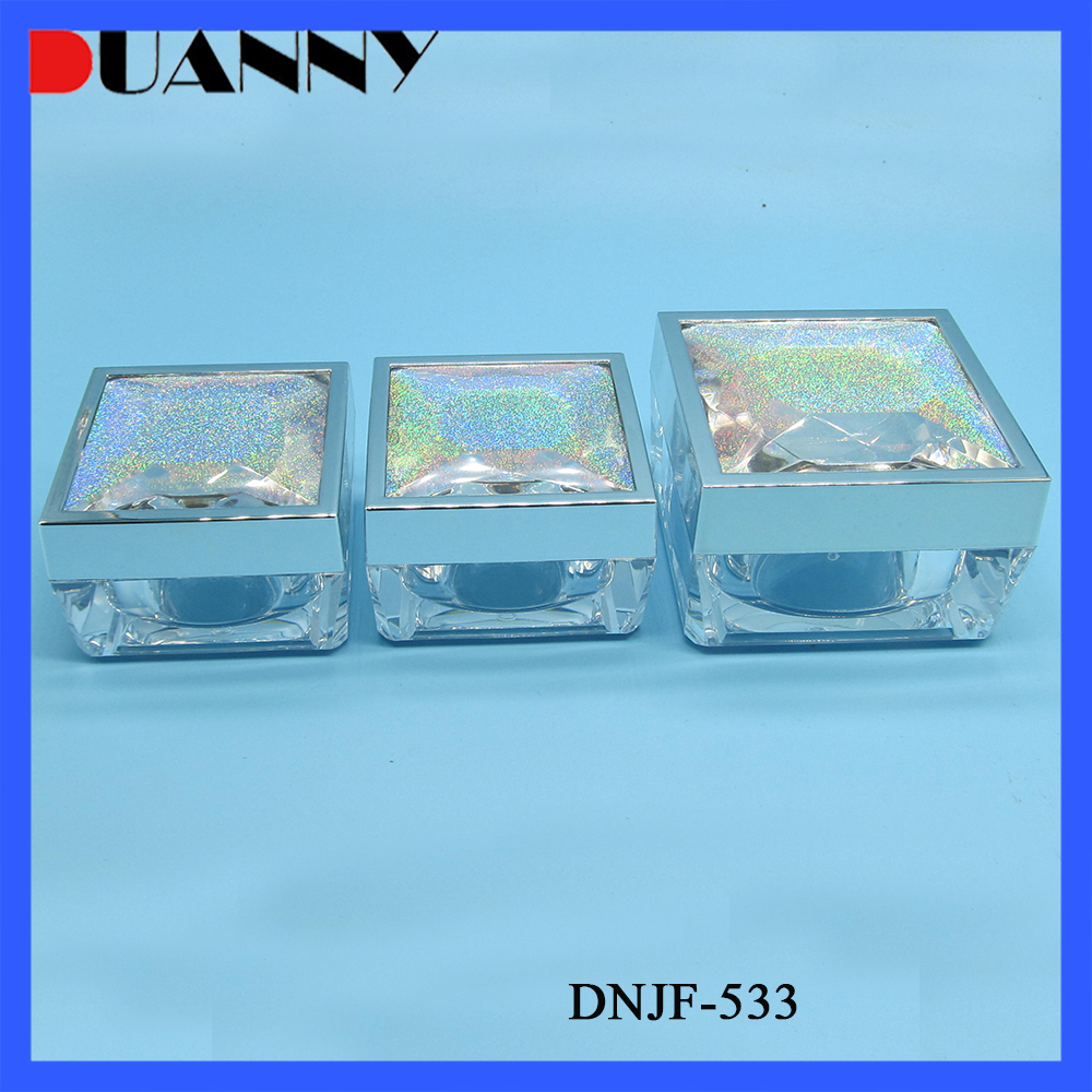 30g 50g Square Clear Plastic Loose Powder Jar for Cosmetic with Sifter