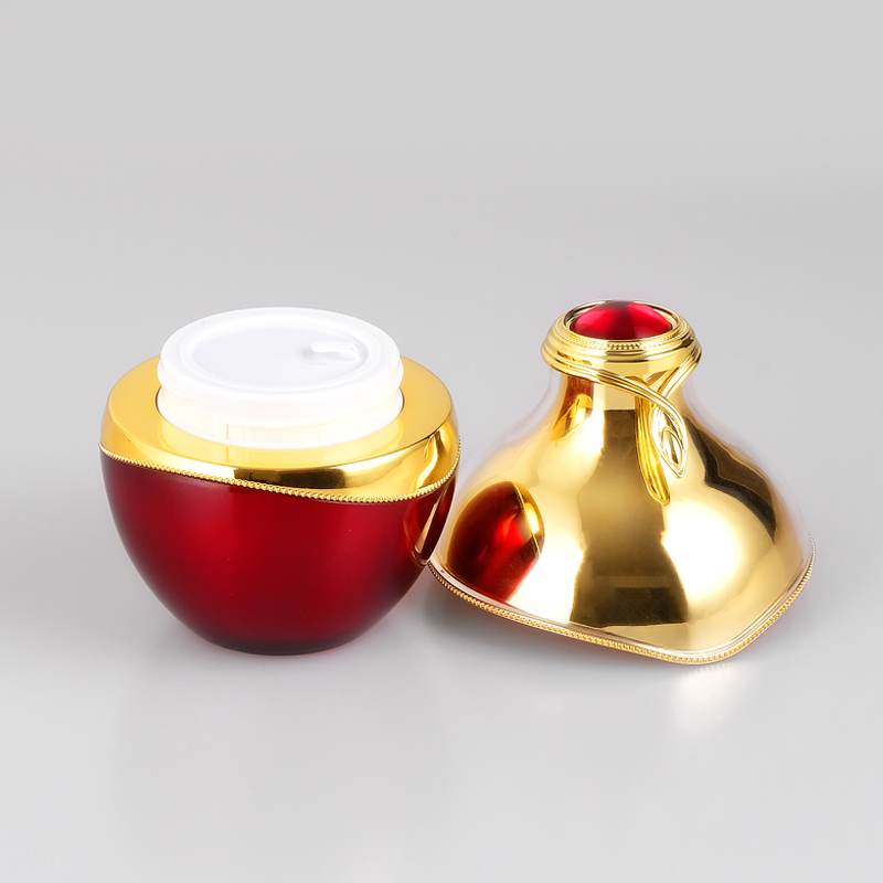30g 50g Wholesale Hot Sale Empty Luxury Gold Red White cream acrylic skincare jar face cream packaging jar with Gem