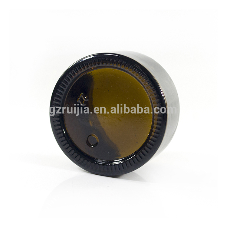 30g 50g amber cosmetic glass jar with black lids