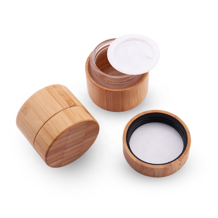 30g 50g bamboo cosmetic packaging cream glass jar bamboo lid