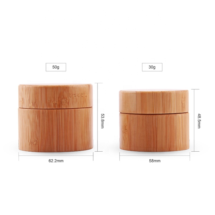 30g 50g bamboo cosmetic packaging cream glass jar bamboo lid