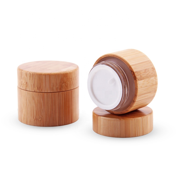 30g 50g bamboo cosmetic packaging cream glass jar bamboo lid