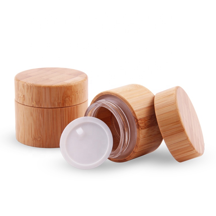 30g 50g bamboo cosmetic packaging cream glass jar bamboo lid