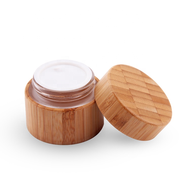 30g 50g bamboo cosmetic packaging cream glass jar bamboo lid