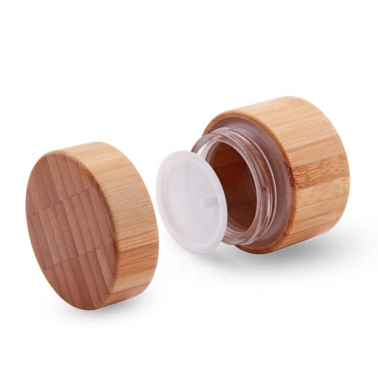 30g 50g bamboo cosmetic packaging cream glass jar bamboo lid