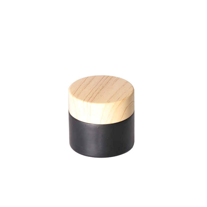 30g 50g black cosmetic jars glass cosmetic packaging cream jar with bamboo lid